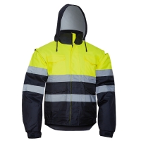 Cazadora bomber con faldón y capucha